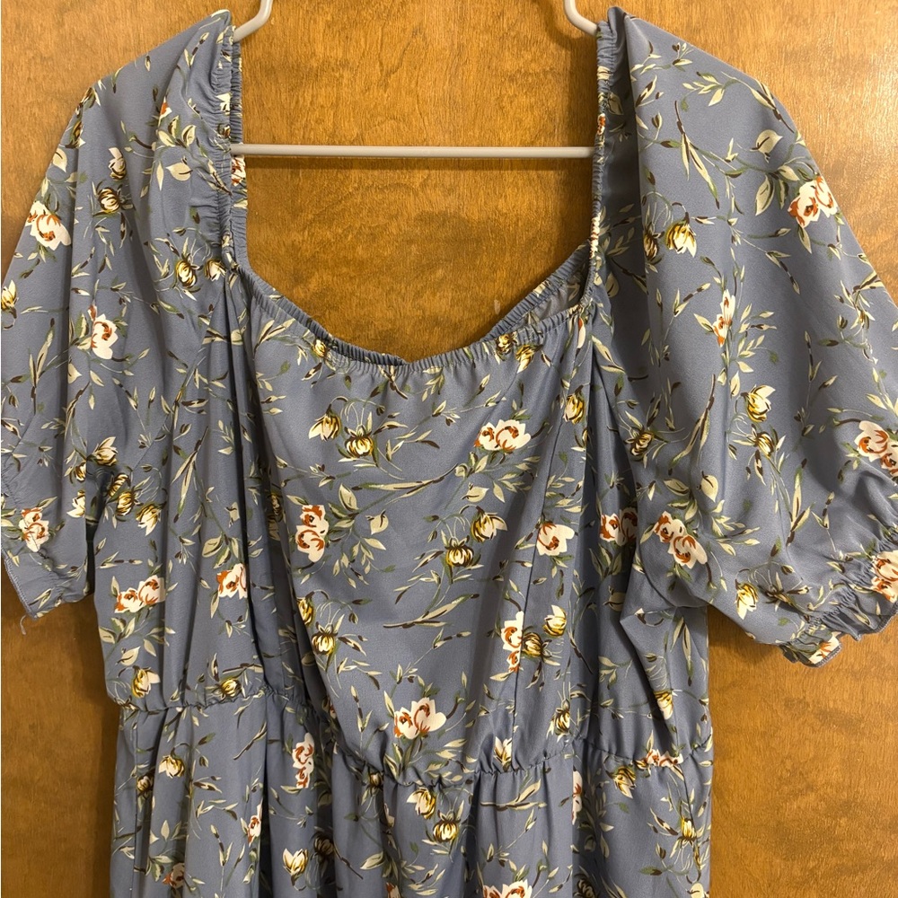 Bloom Chic Floral Blue Midi Dress w/ Pockets! - Picture 2 of 8